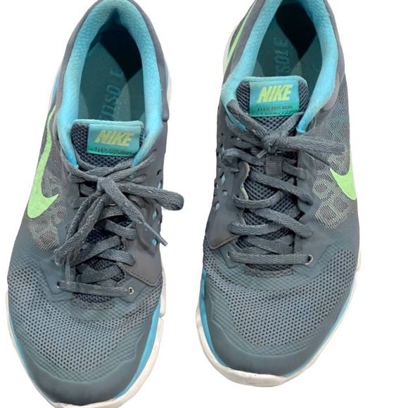 Nike Flex 2015 Run in Gray & Turquoise Blue with Neon Green Accent Size 8.5 - Picture 5 of 10